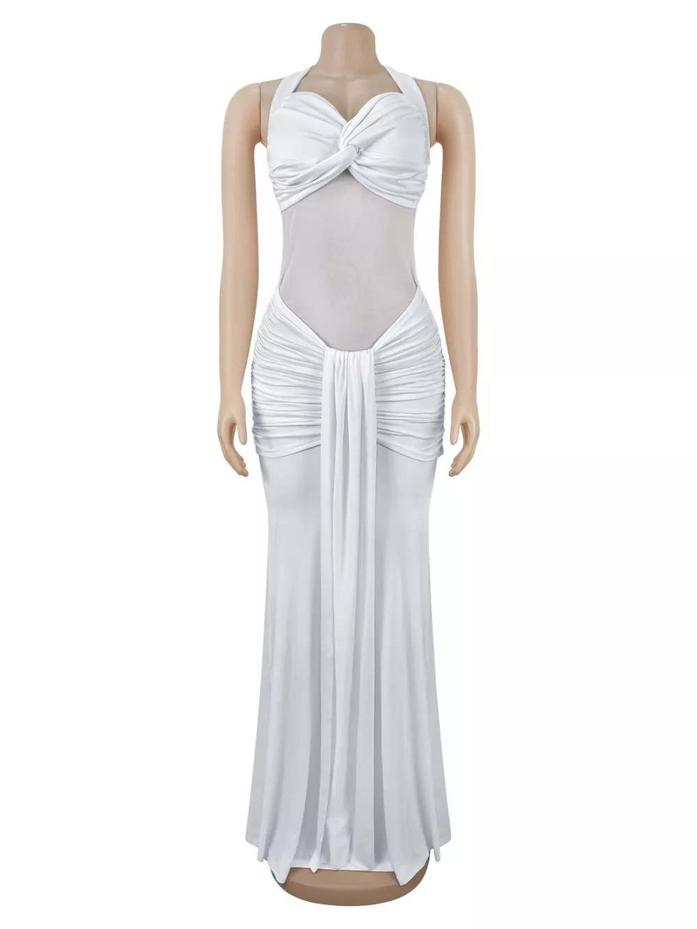 Twisted Front Ruched Bodycon Maxi Dress, image 4