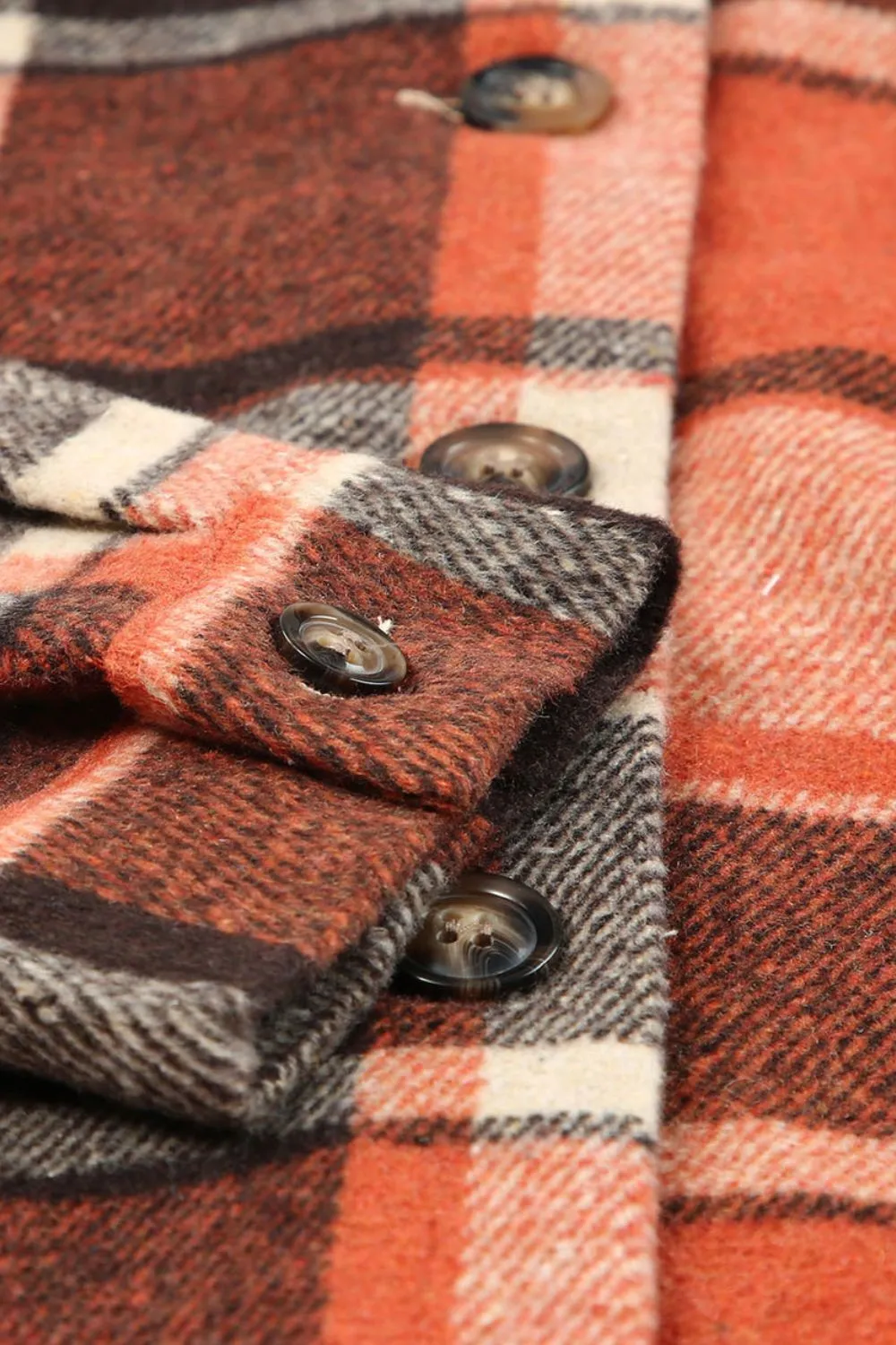 Plaid Button Up Hooded Shacket, image 9