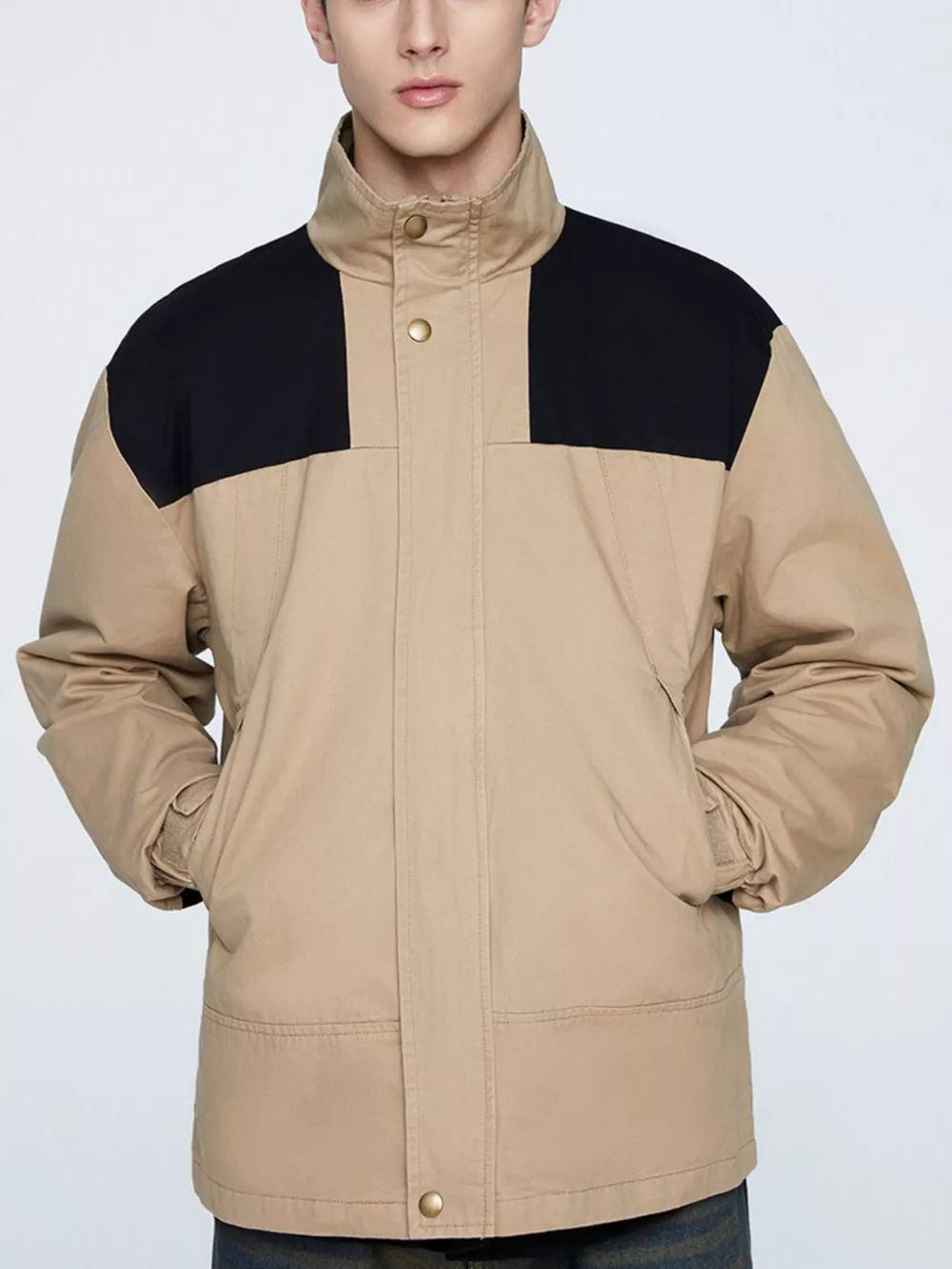 Men's Plus Size Two-Tone Windproof Jacket, image 2