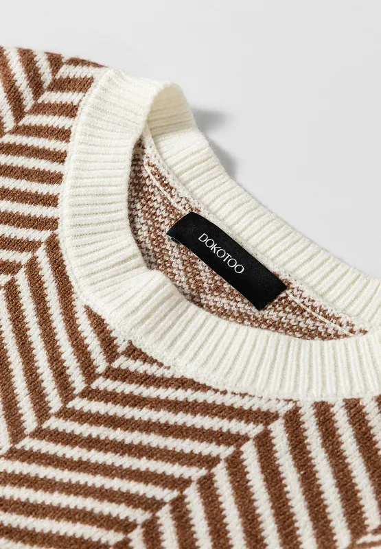 Striped Round Neck Long Sleeve Sweater, image 12