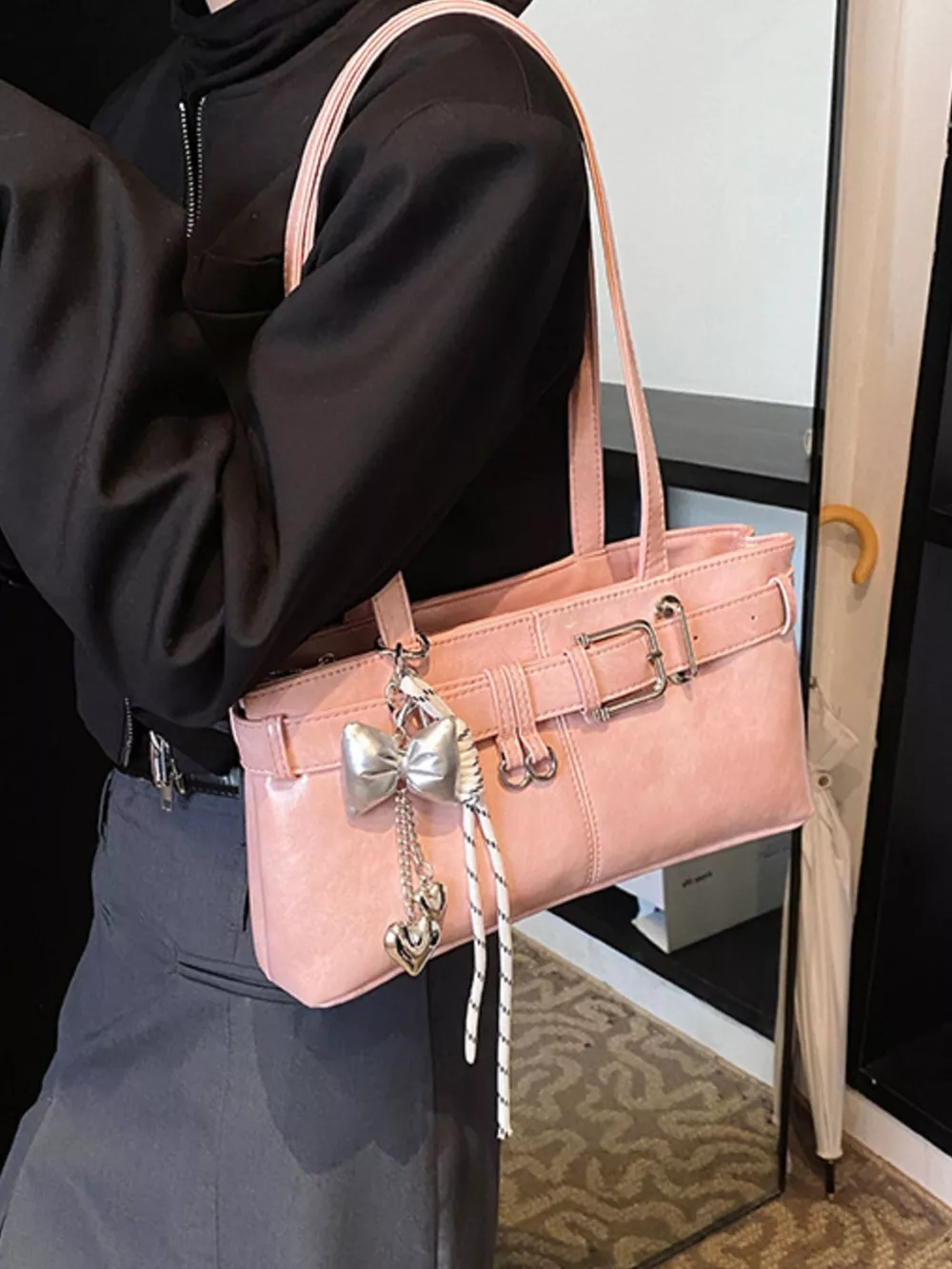 Buckle Decor Shoulder Bag, image 6