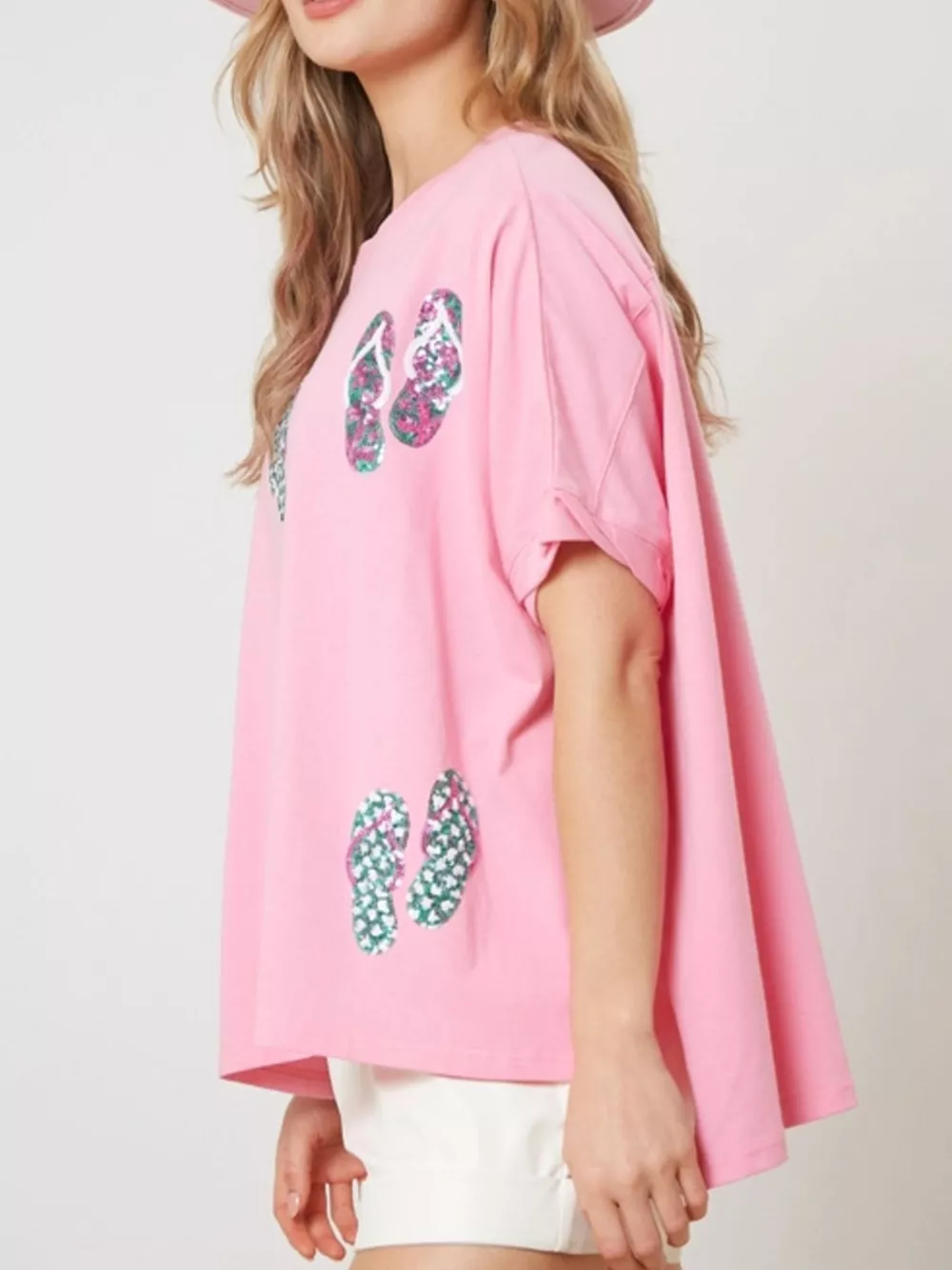 Flip-Flop Print Round Neck Casual T-Shirt, image 9