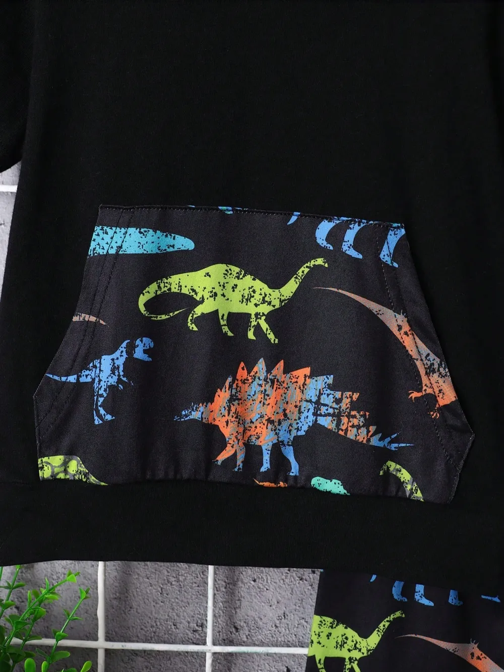 Children's Dinosaur Short Sleeve Hooded Top and Pants Set, image 3