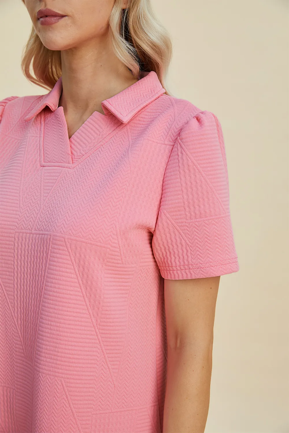 Full Size Texture Short Sleeve Dress, image 12