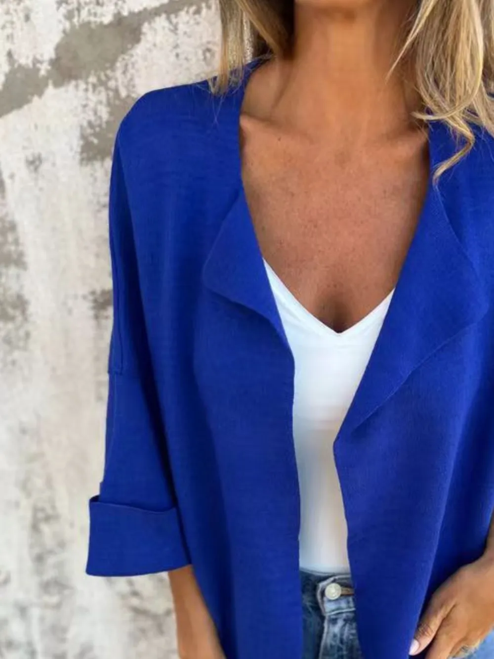 Full Size Open Front 3/4 Sleeve Cardigan Plus Size, image 19