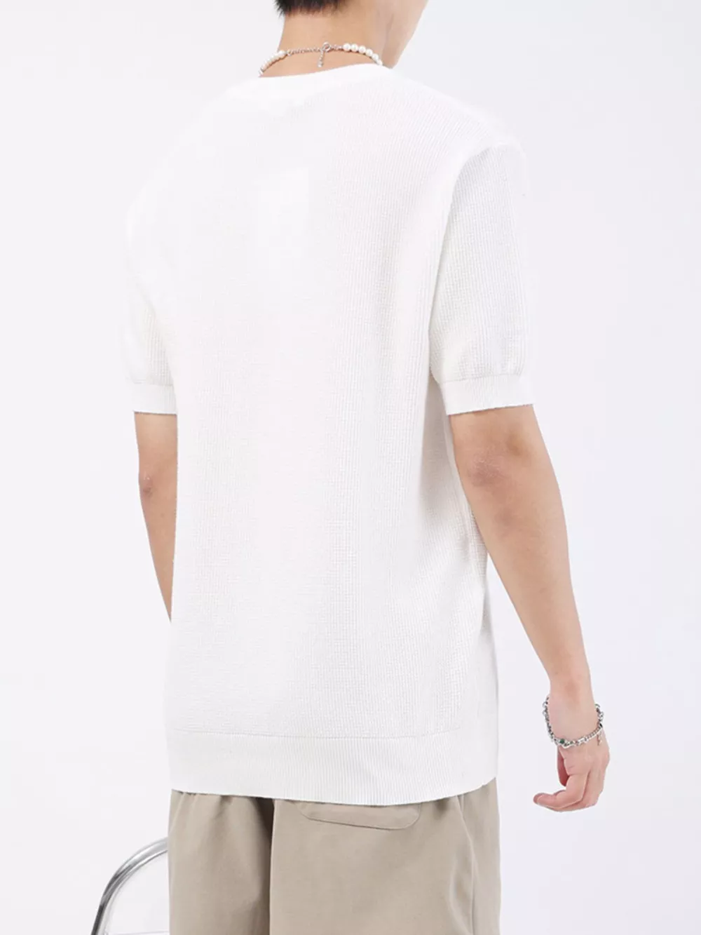 Men's Plus Size Casual Knitted Henley T-Shirt, image 12