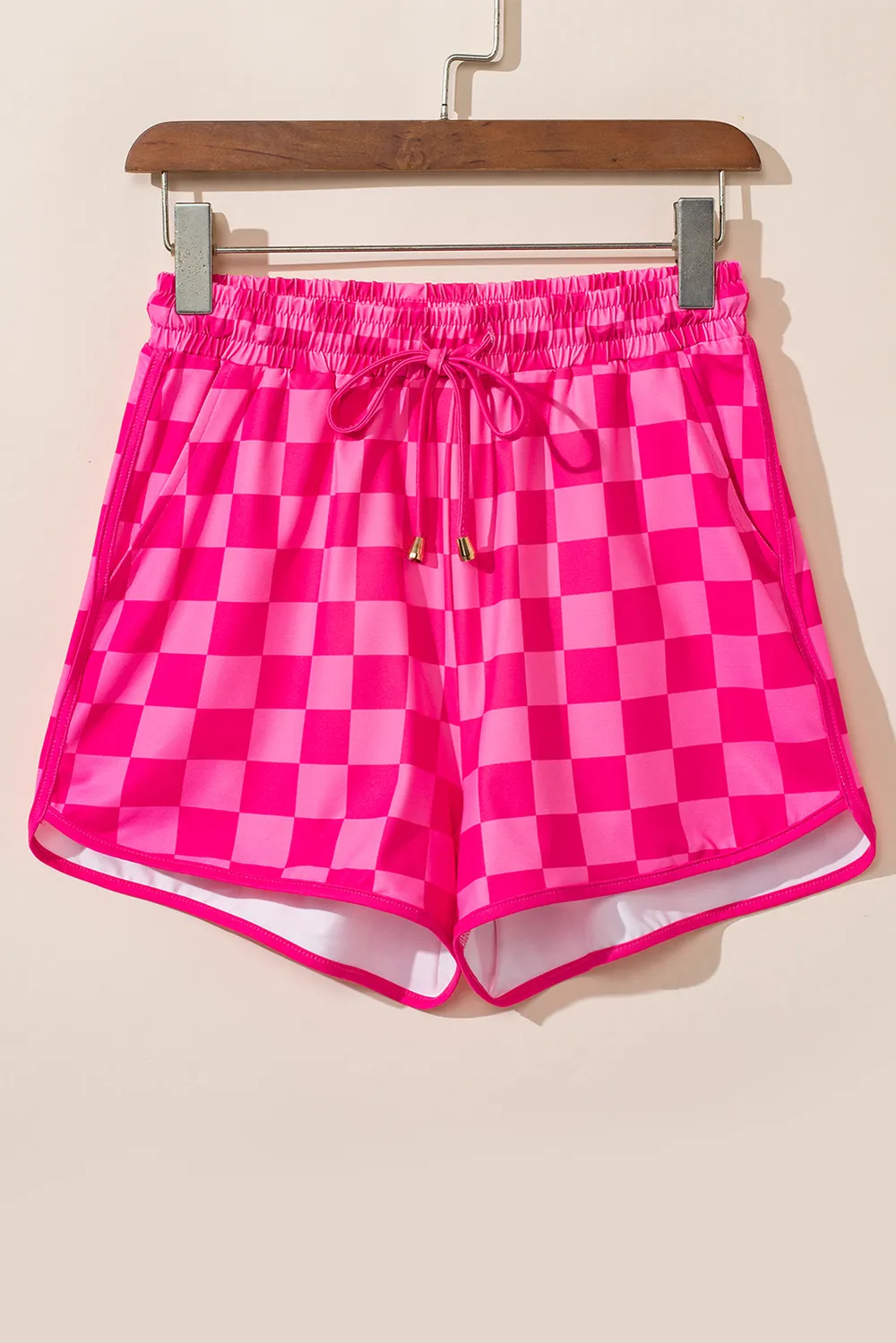 Drawstring Checkered Shorts with Pockets, image 3