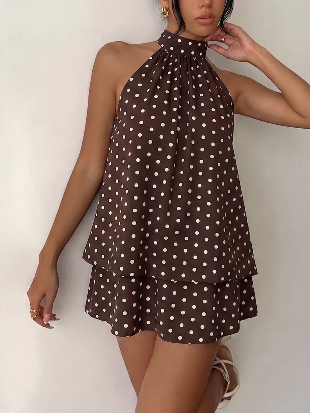 Polka Dot Halter Neck Mini Dress, image 12