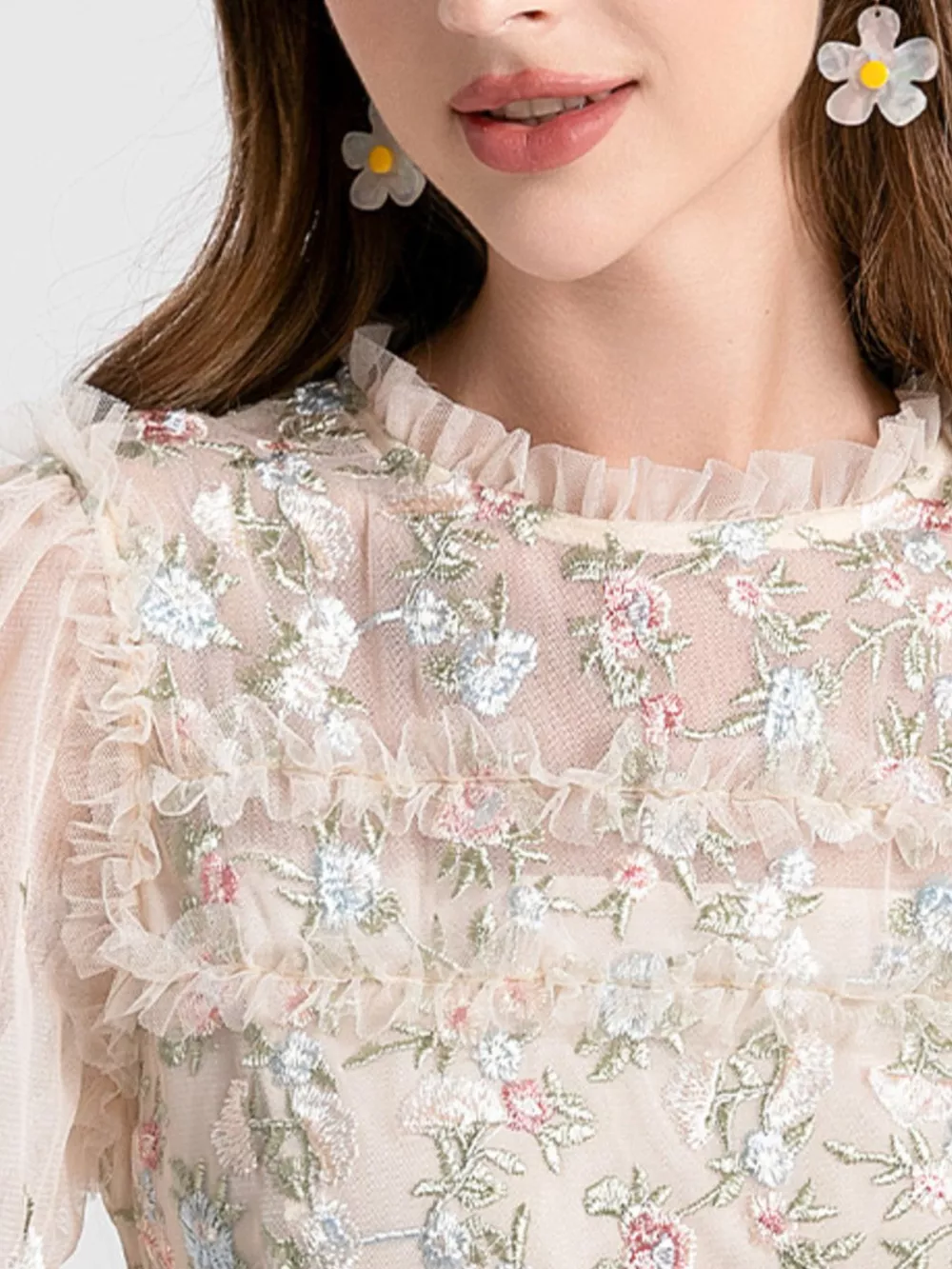 Floral Tulle Layered Maxi Dress, image 7