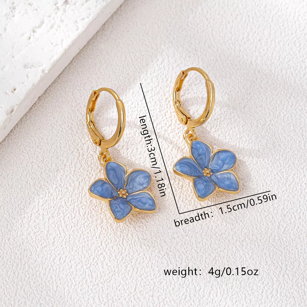 4 Piece Colorful Flower Drop Earrings, image 5