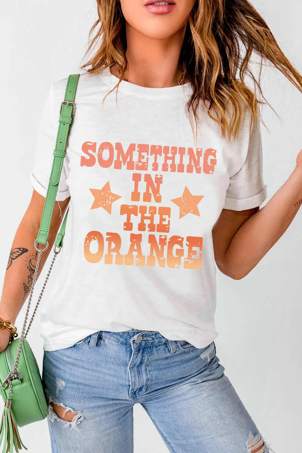 Letter Graphic Round Neck Short Sleeve T-Shirt, image 2