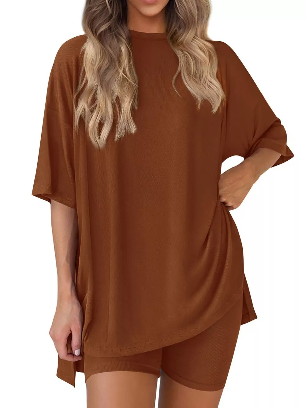 Full Size Half Sleeve T-Shirt and Shorts Set Plus Size, image 15
