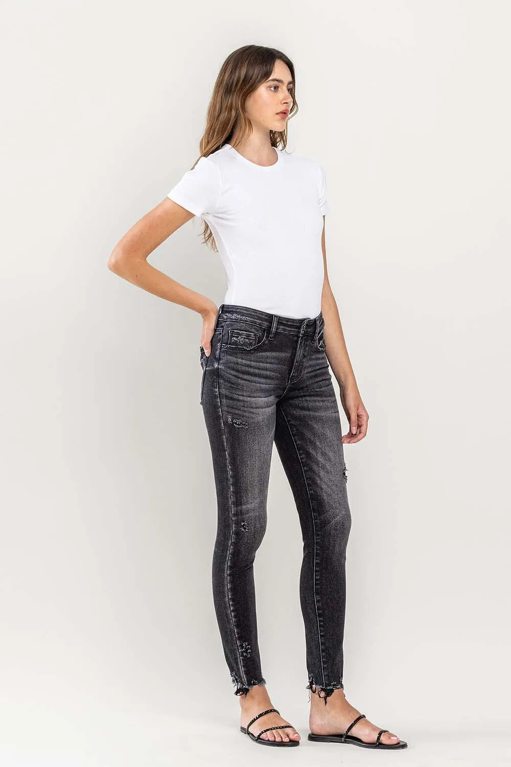 Raw Hem Cropped Skinny Jeans, image 8