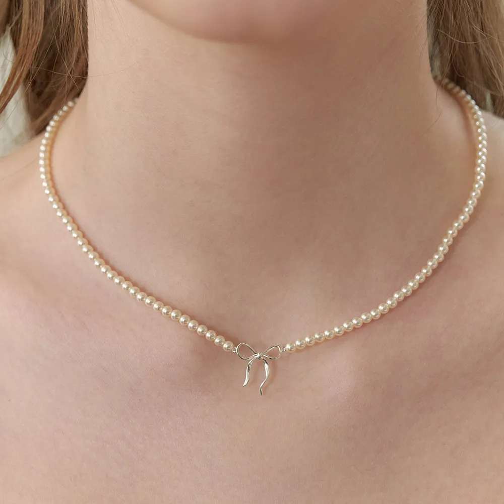 Copper Pearls Bow Necklace, image 6
