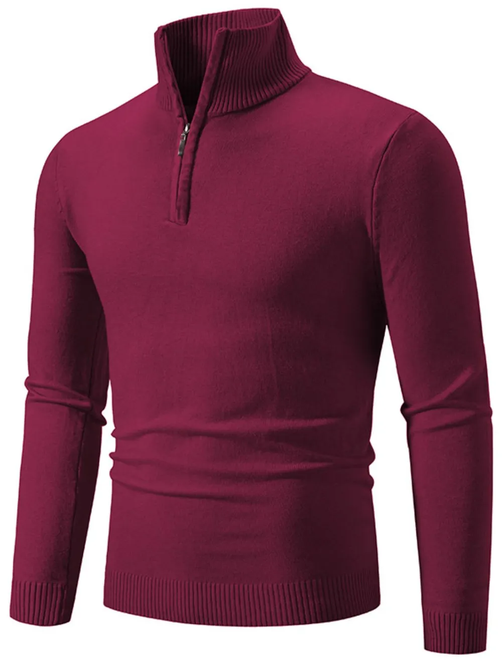 Men's Plus Size Quarter Zip Long Sleeve Knit Top, image 7
