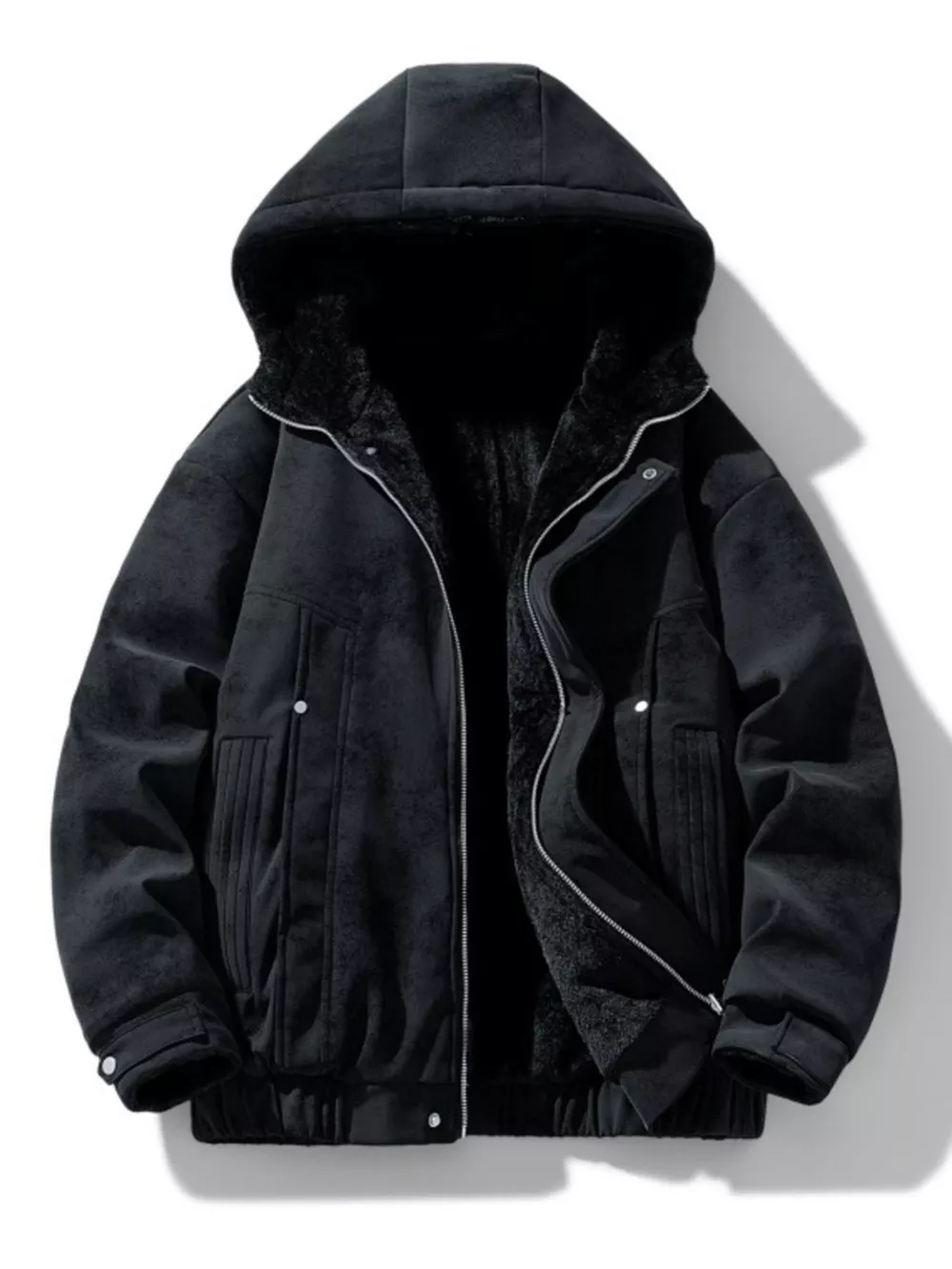Men's Plus Size Hooded Fleece Lined Winter Jacket