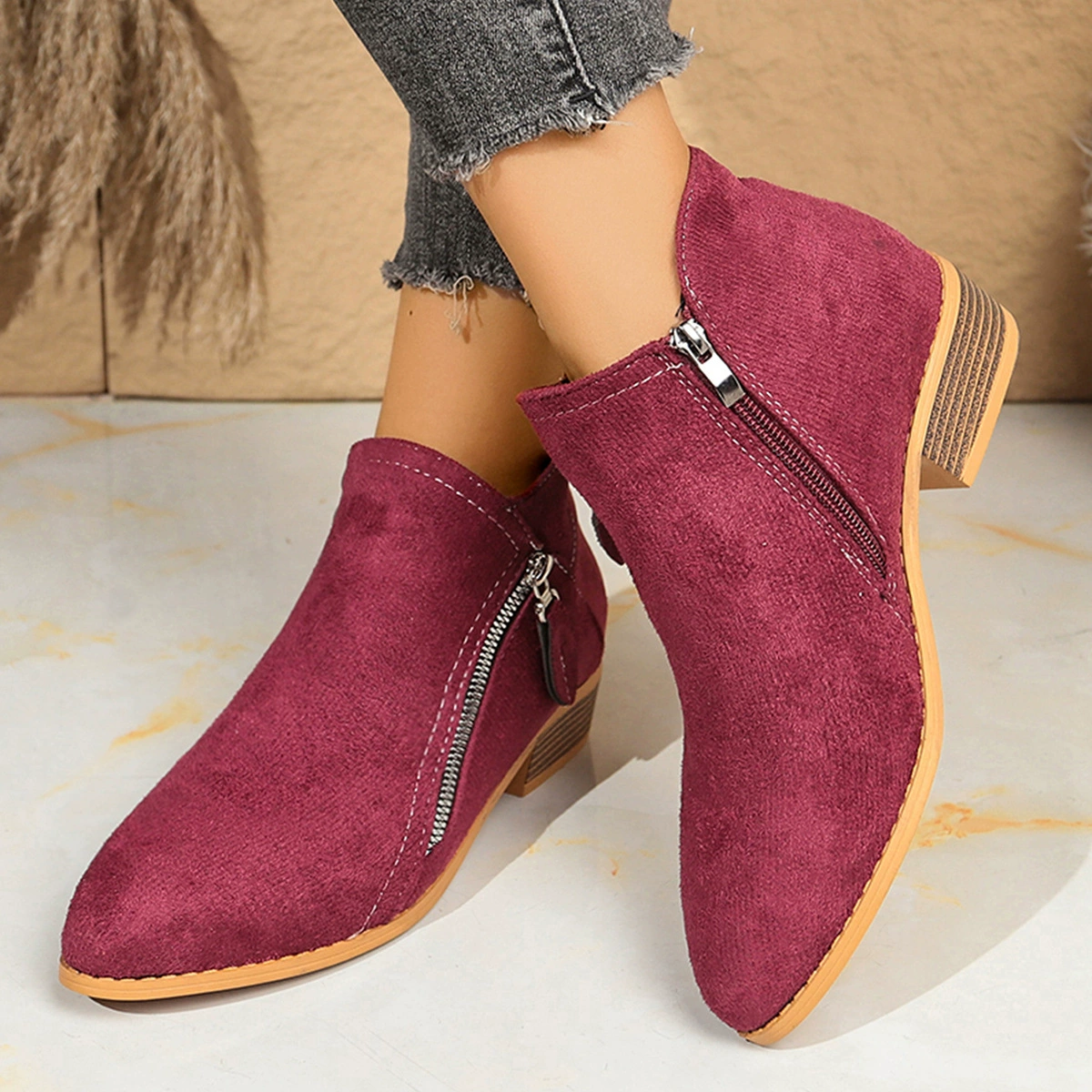 Point Toe Block Heels Boots, image 8