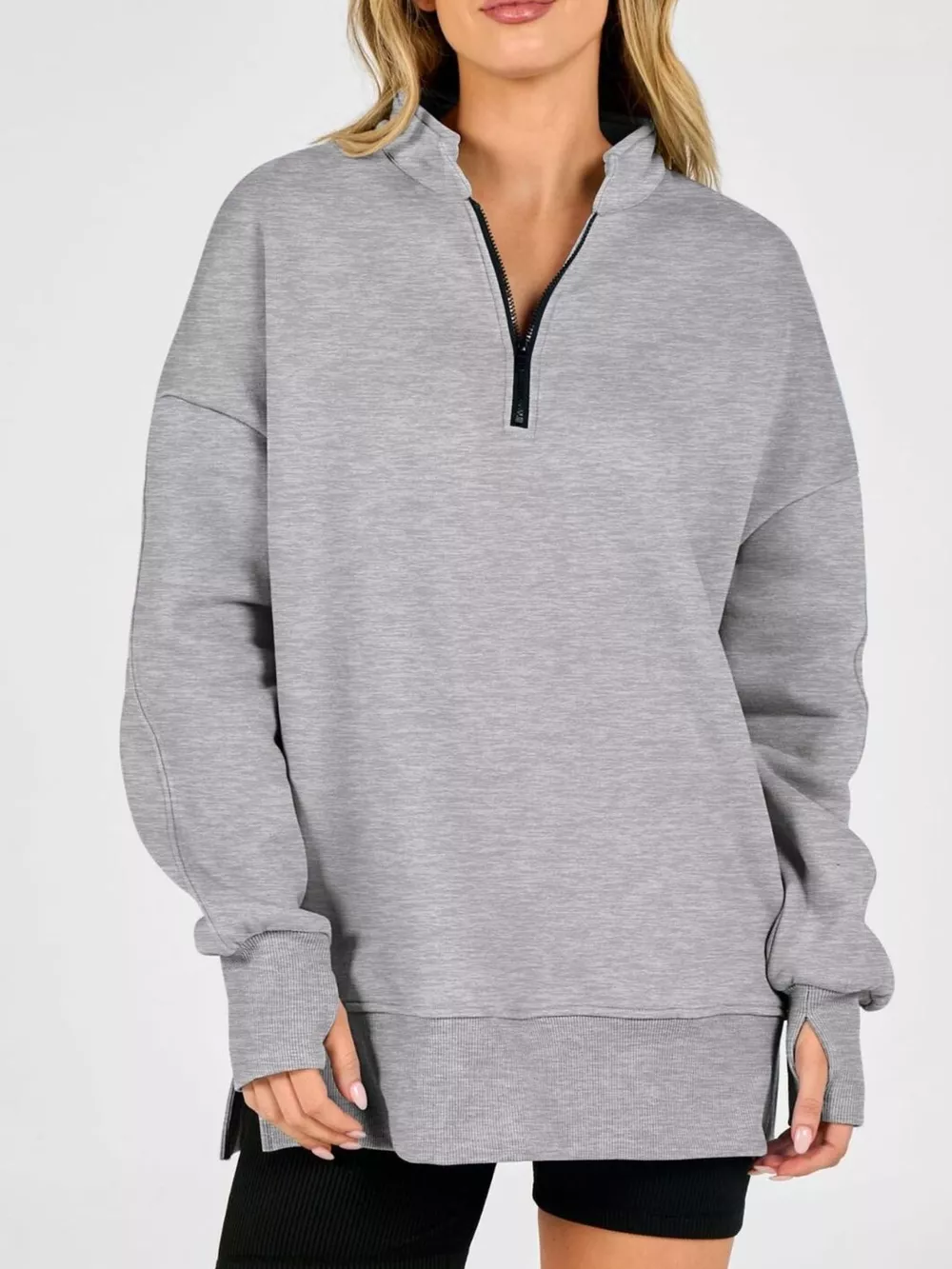 Quarter-Zip Dropped Shoulder Sweatshirt, image 12