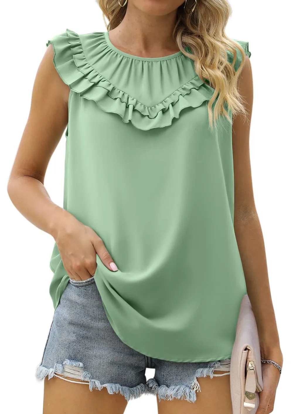 Ruffle Round Neck Blouse, image 11