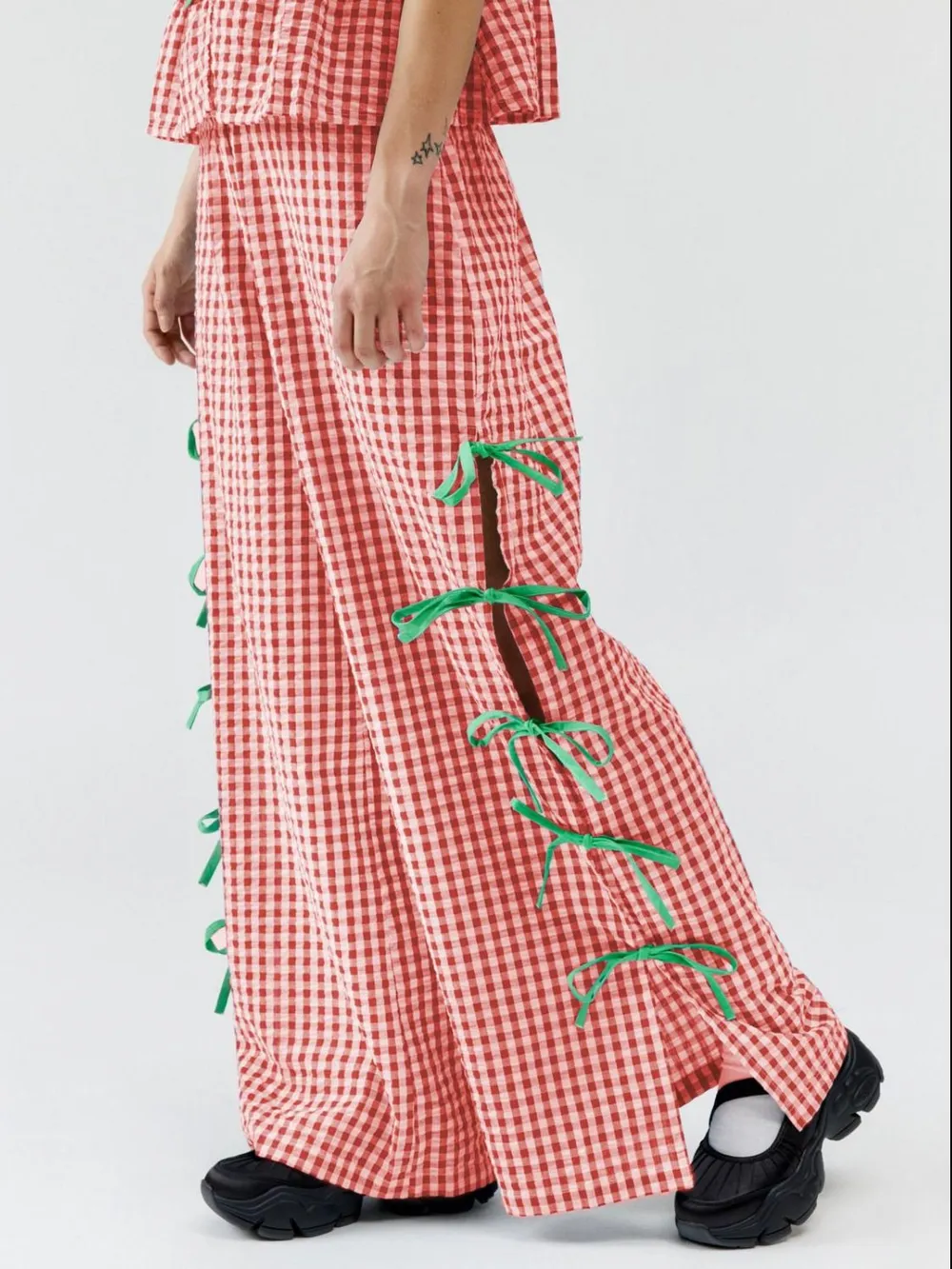 Side Tied Plaid Pants, image 4