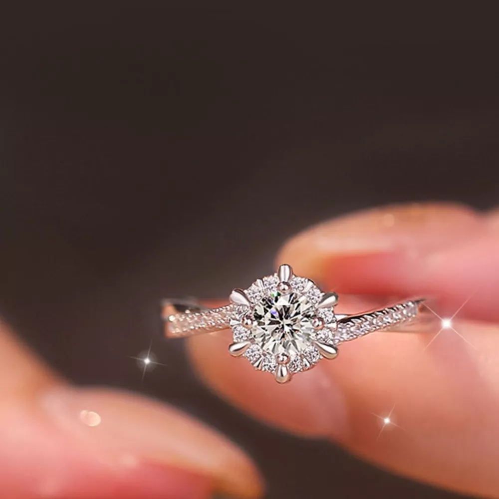 2 Piece Moissanite 925 Sterling Silver Ring, image 2