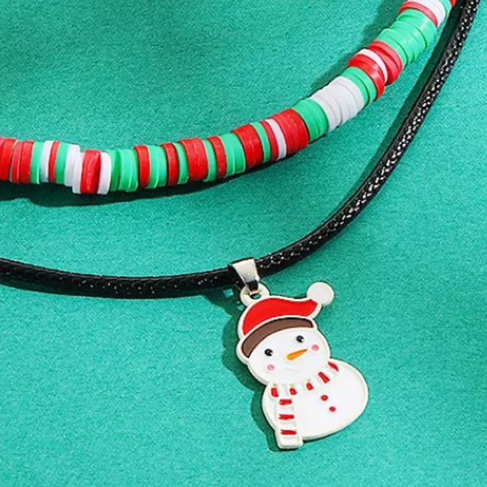 PU Leather Cord Necklace with Christmas Santa Pendant, image 4