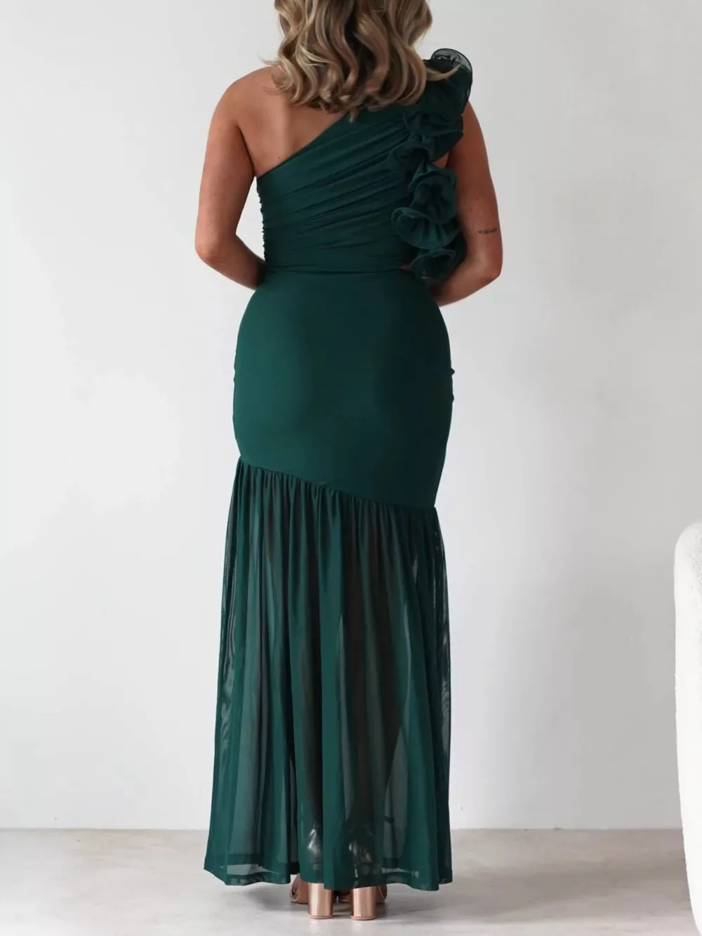 One-Shoulder Ruffle Trim Maxi Dress, image 17