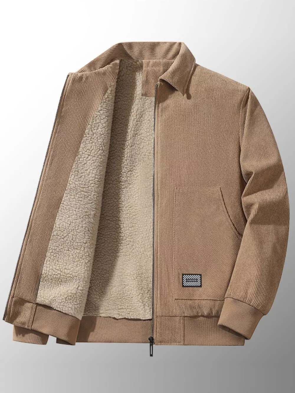 Men's Plus Size Corduroy Sherpa Lined Winter Jacket, image 2