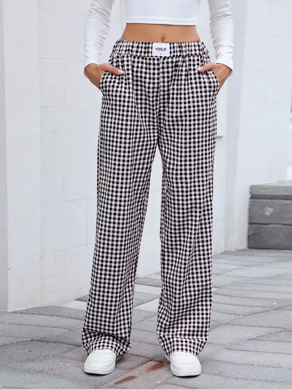 Plaid Wide Leg Casual Pants, image 11