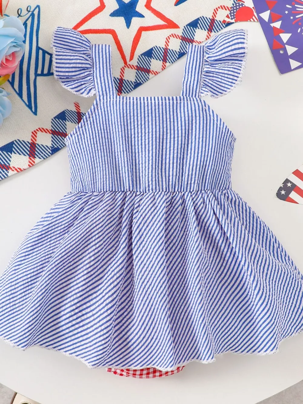 Children's Patriotic Star-Spangled Ruffle Dress, image 6