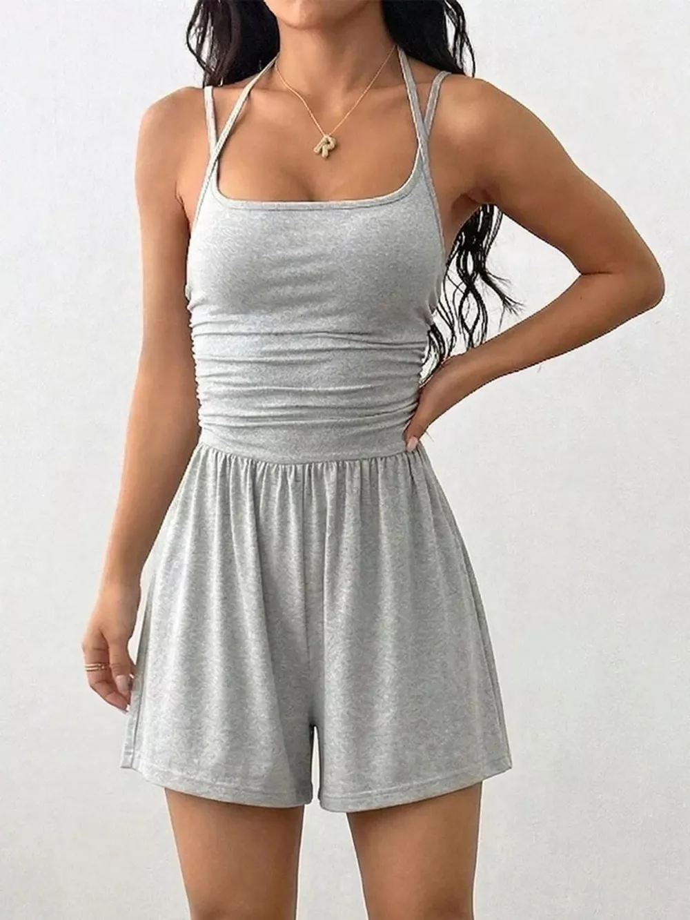 Ruched Spaghetti Strap Romper, image 12