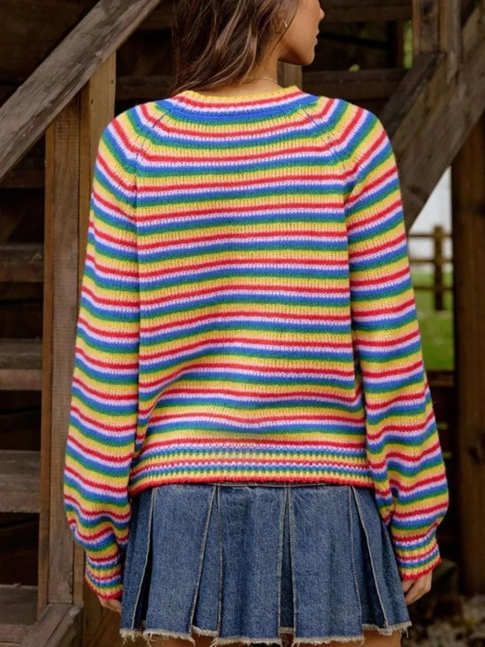 Rainbow Striped Pullover Sweater, image 3
