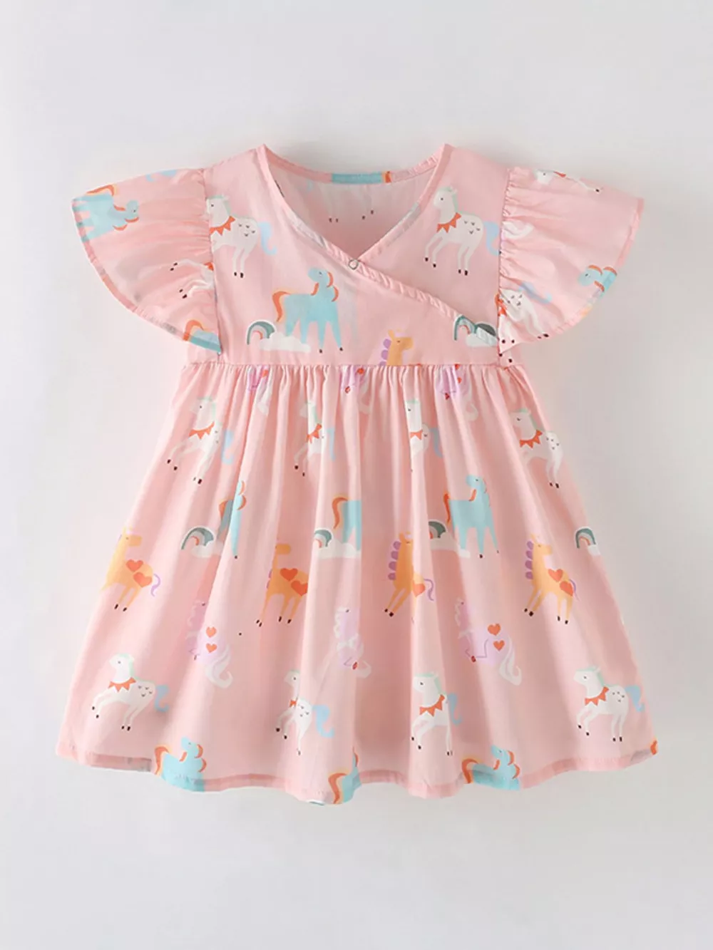Children's Unicorn Print Flutter Sleeve Dress