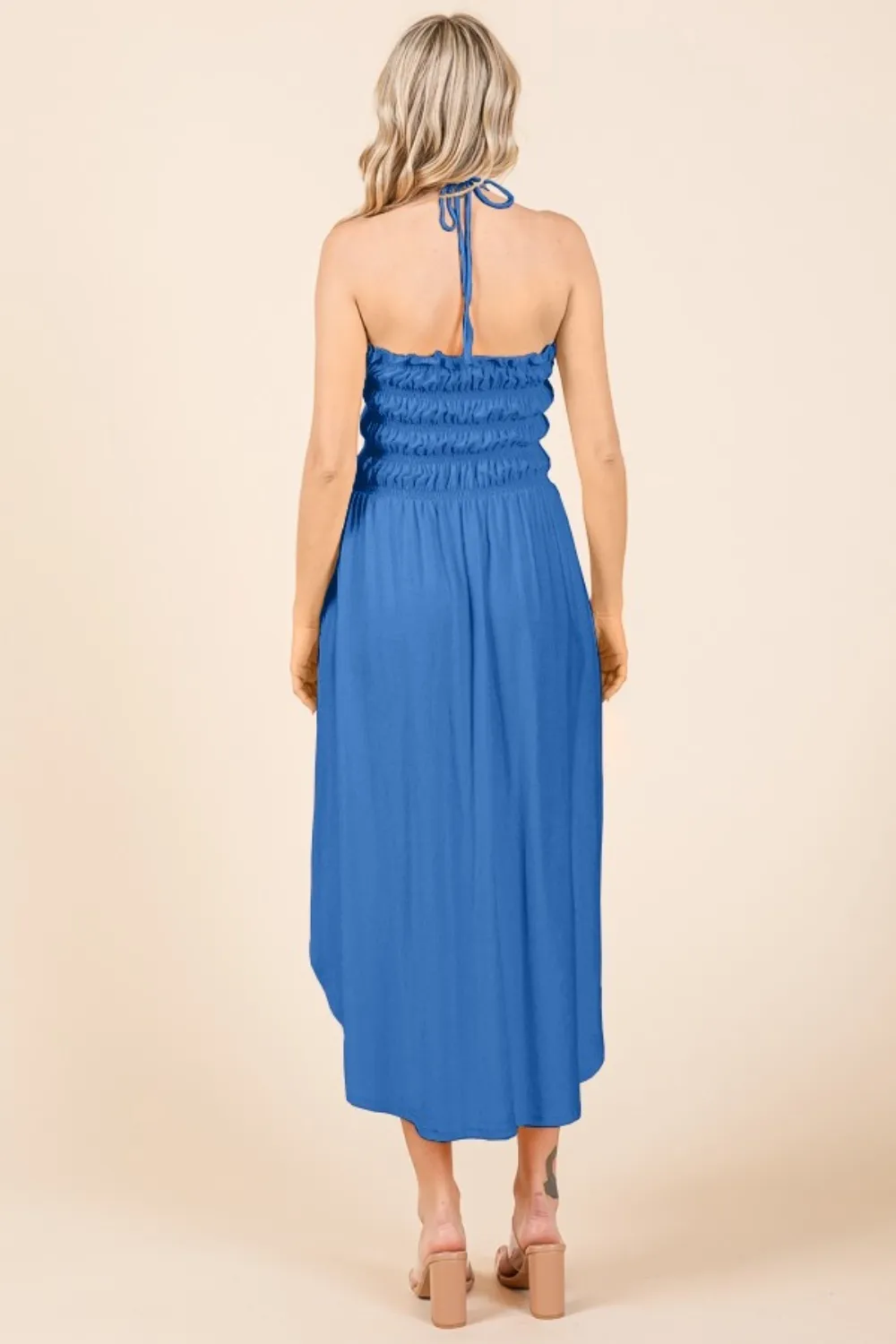 Tie Back Shirring Dress with Pockets, image 3