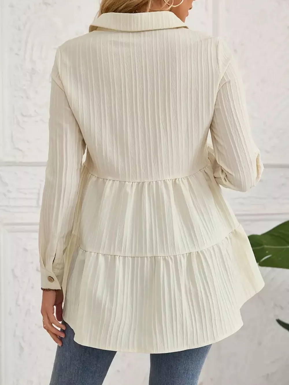 Button-Down Long Sleeve Tiered Shirt, image 10