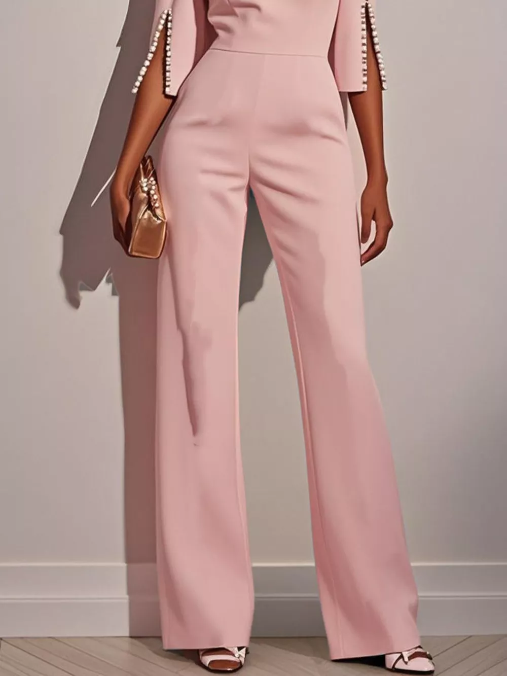Wide-Leg Jumpsuit with Slit Sleeve, image 6
