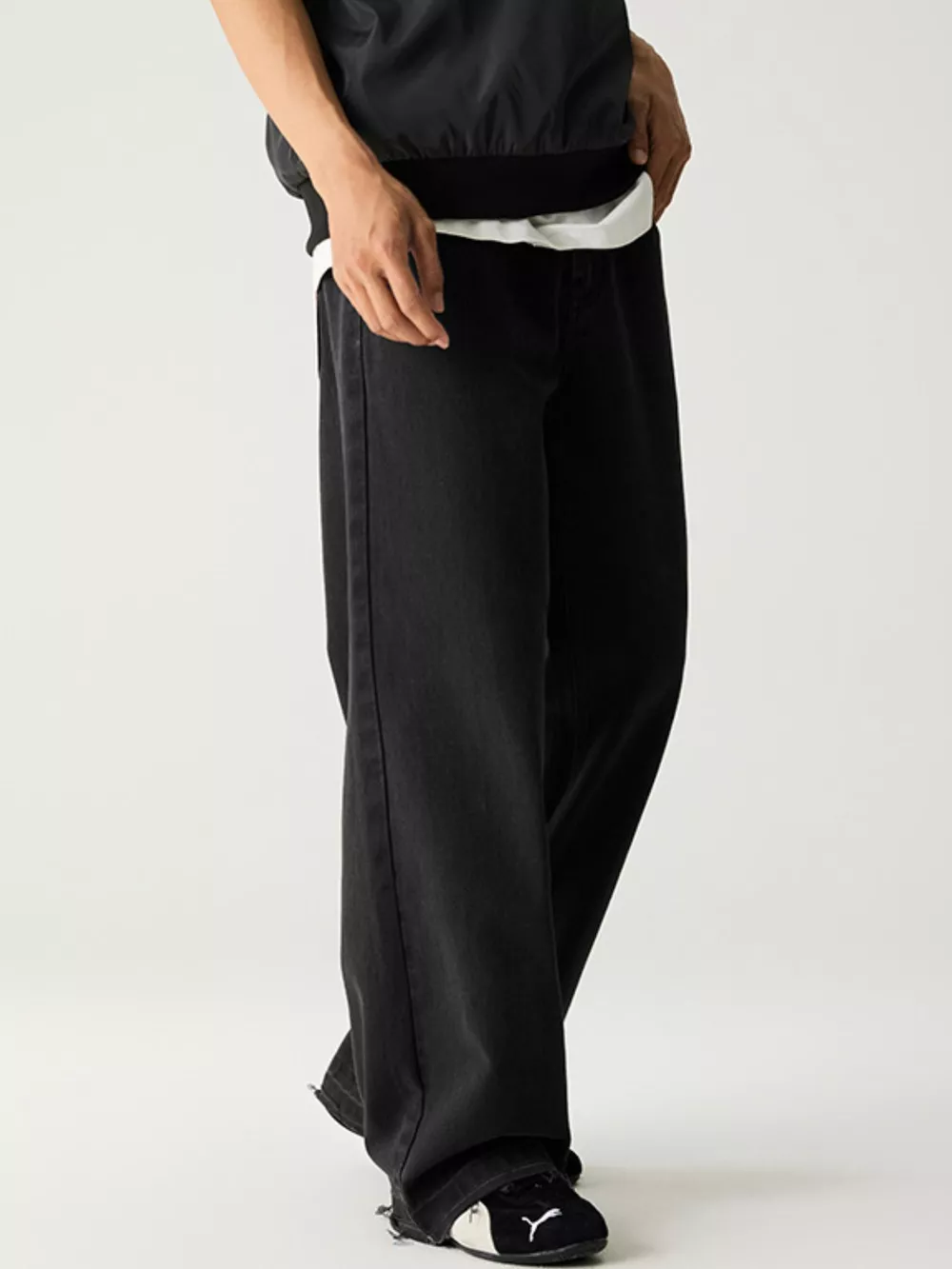 Men's Wash Relaxed Fit Wide Leg Jeans, image 5