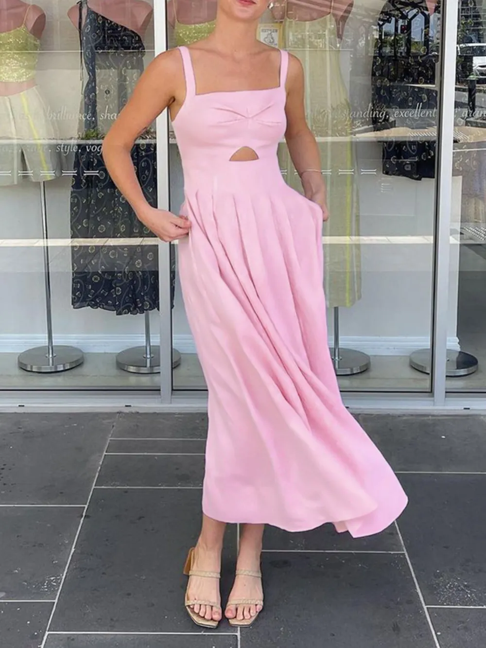 Cutout Square Neck Cami Dress, image 7