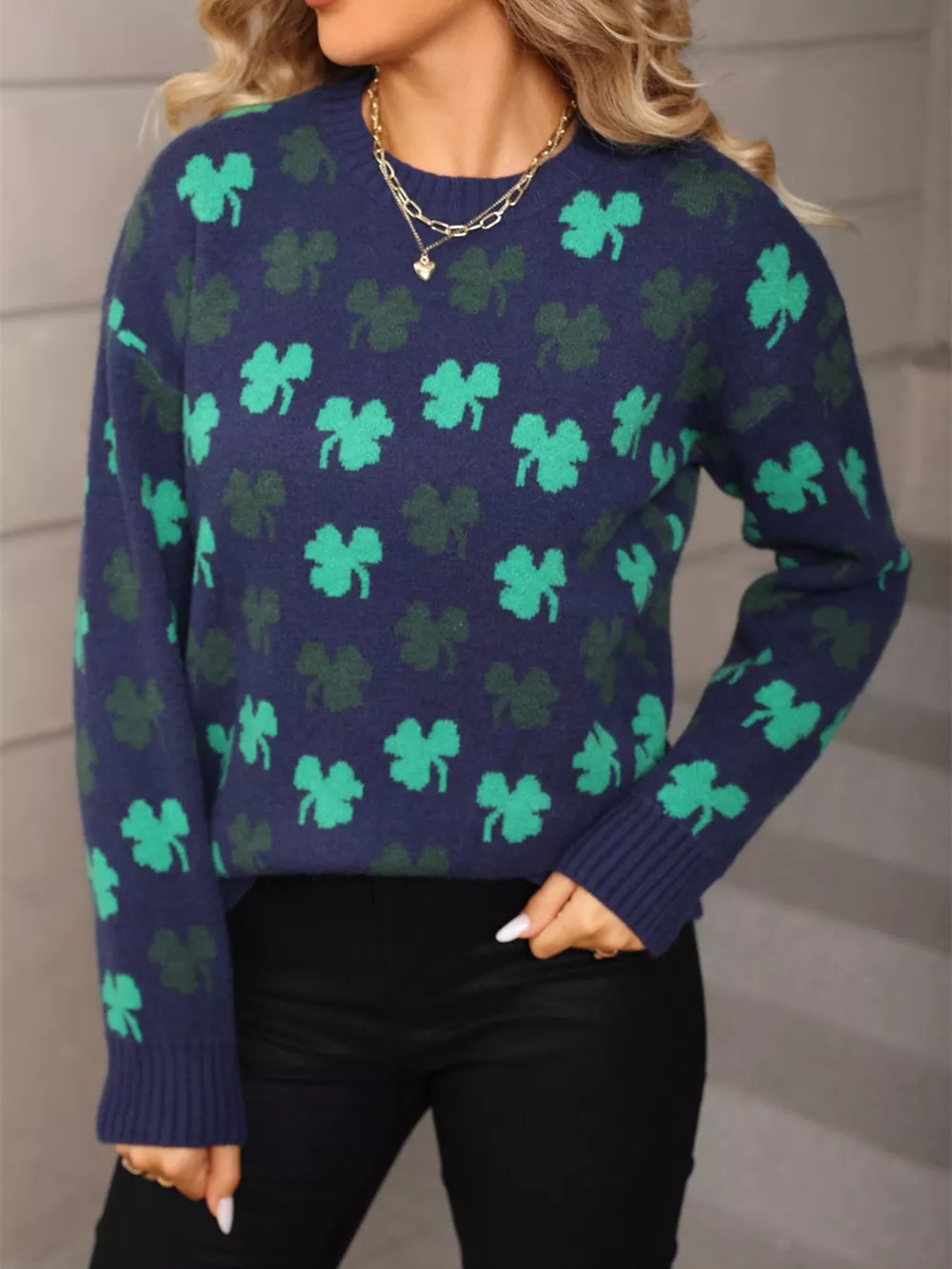Lucky Clover Crew Neck Sweater, image 2