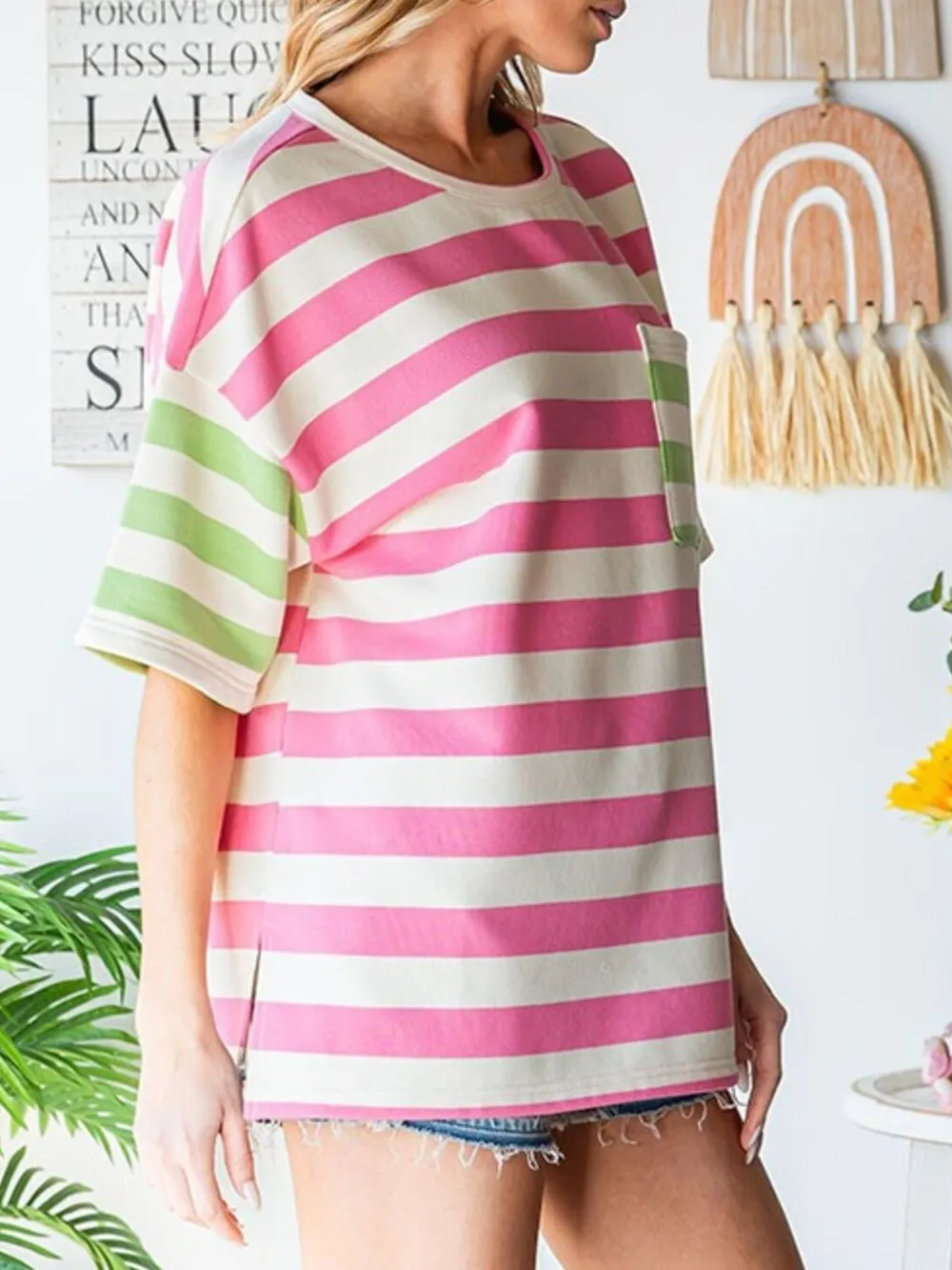 Striped Oversized Short Sleeve T-Shirt, image 4