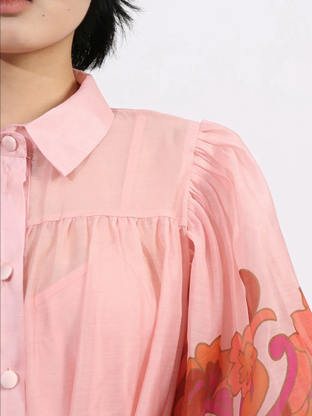 Button Front Puff Sleeve Dress, image 8