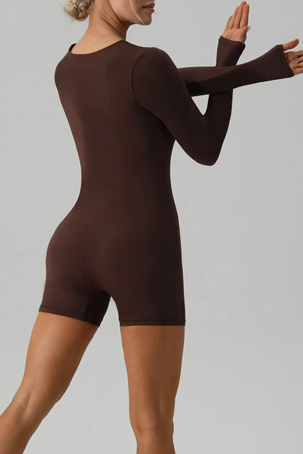 Square Neck Long Sleeve Active Romper, image 10