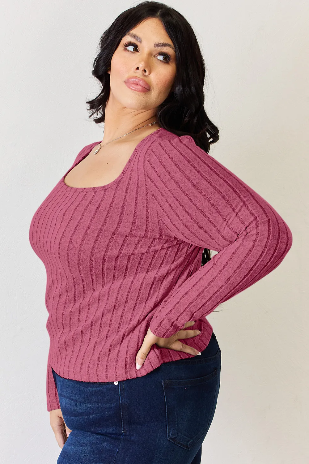 Full Size Ribbed Long Sleeve T-Shirt, image 9