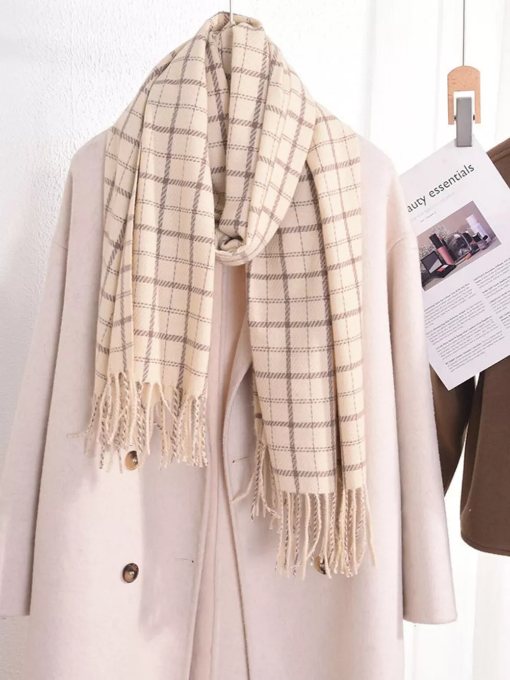 Classic Plaid Fringe Scarf, image 4