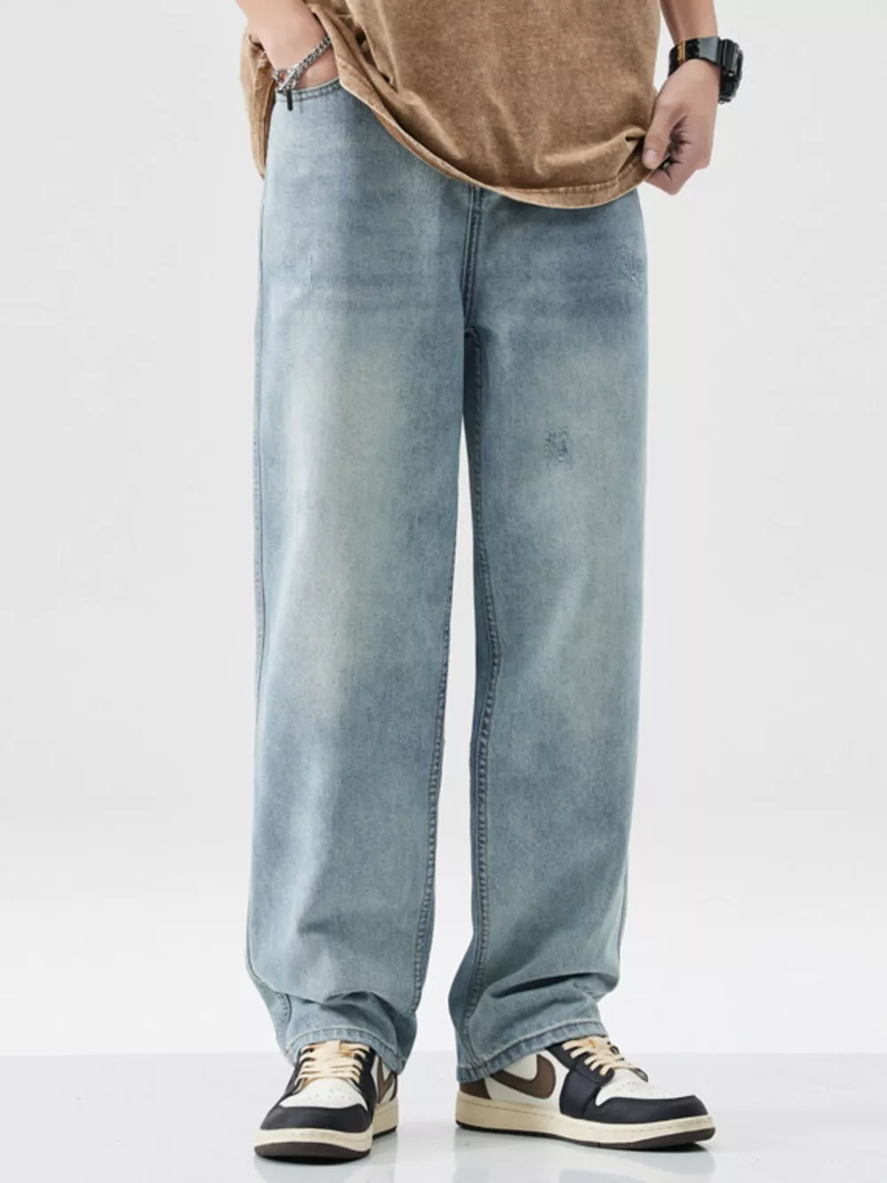 Men's Wash Wide Leg Jeans, image 2