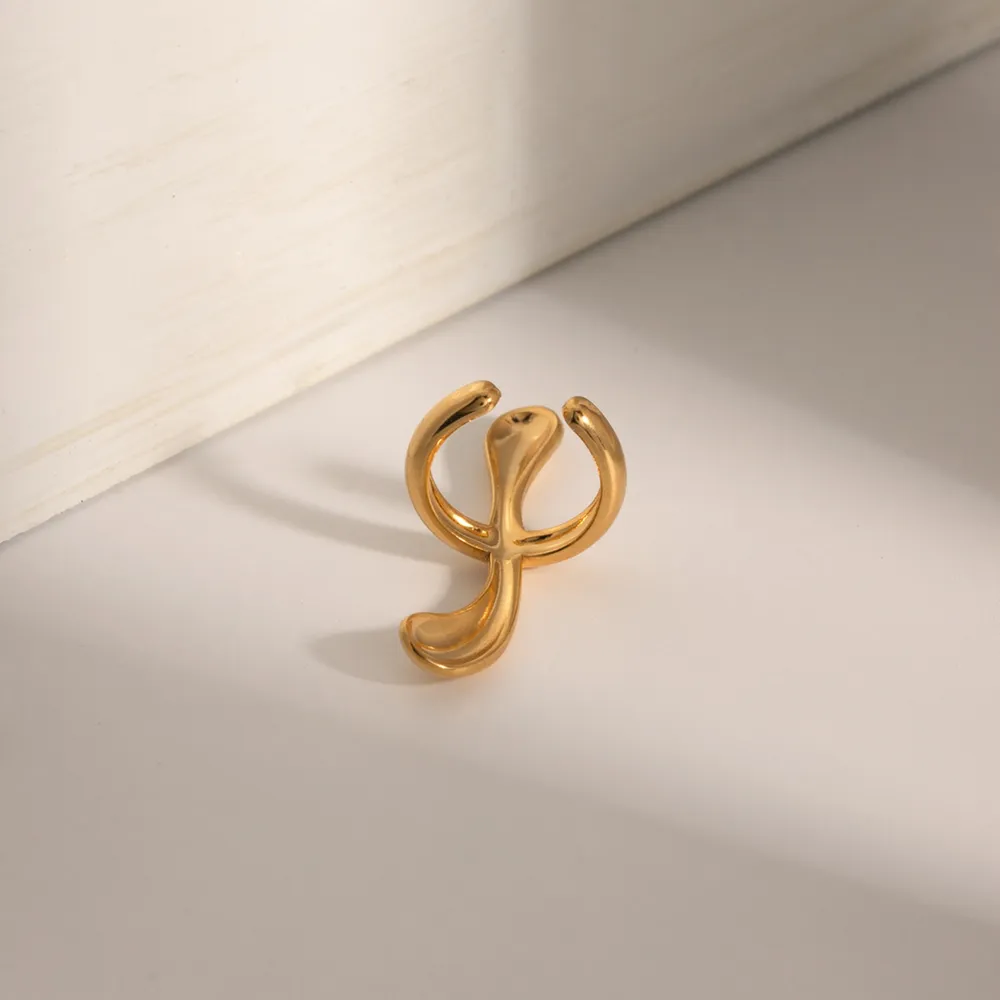 18K Gold-Plated Stainless Steel Cuff Earrings, image 2