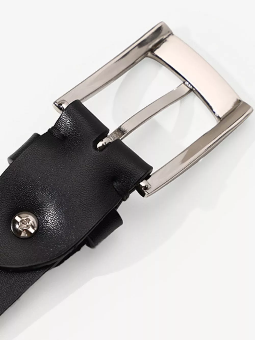 Classic Leather Belt with Buckle, image 5