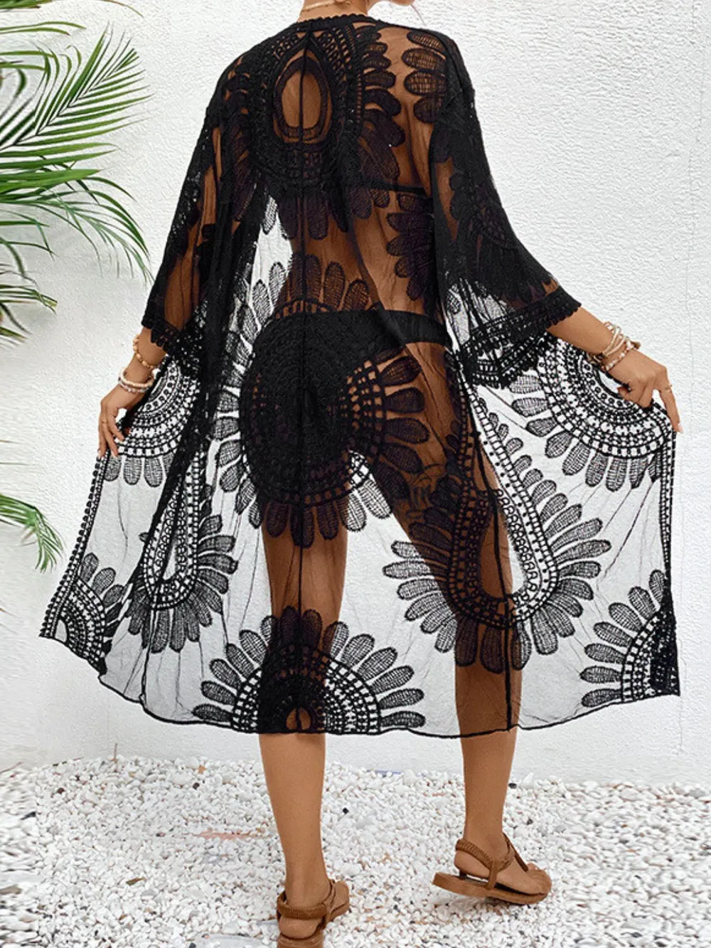 Lace Open Front Longline Cover-Up, image 6
