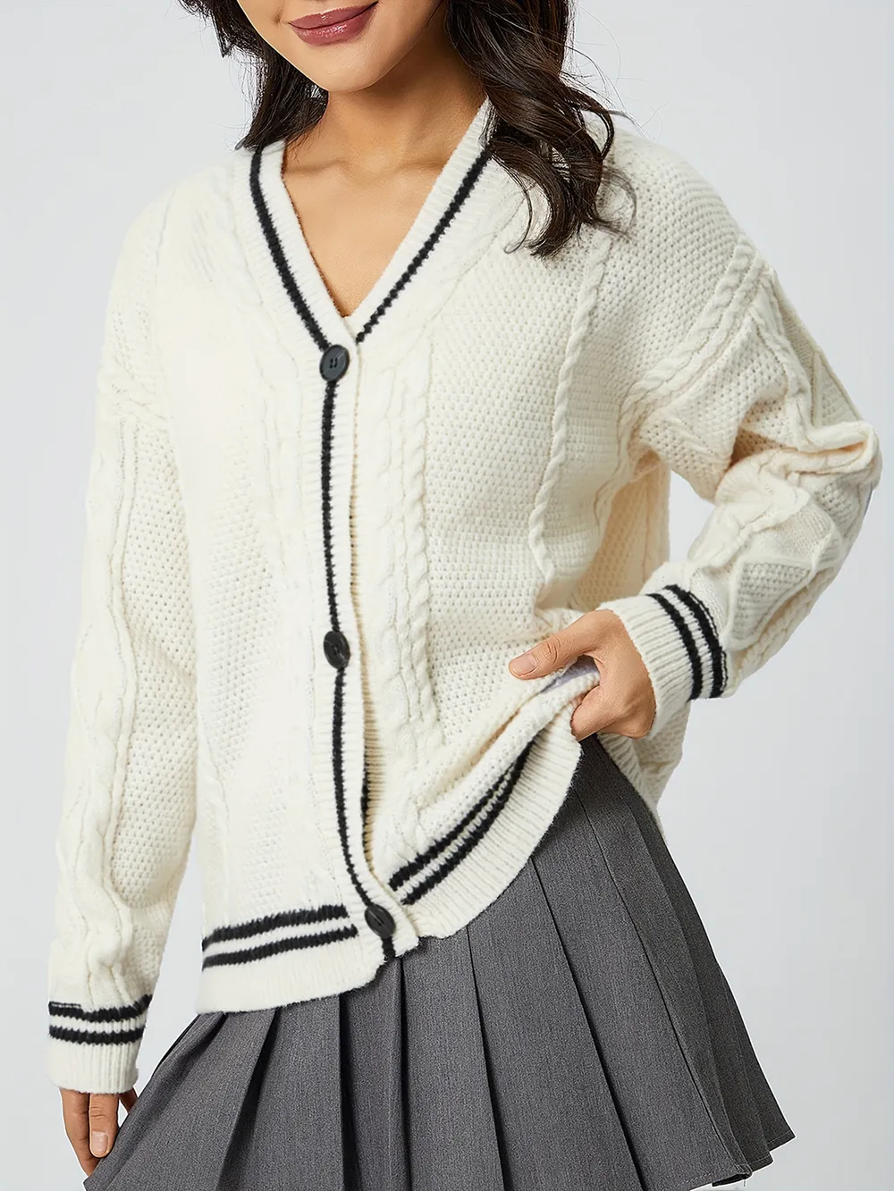 Star Embroidered V-Neck Long Sleeve Cardigan, image 4