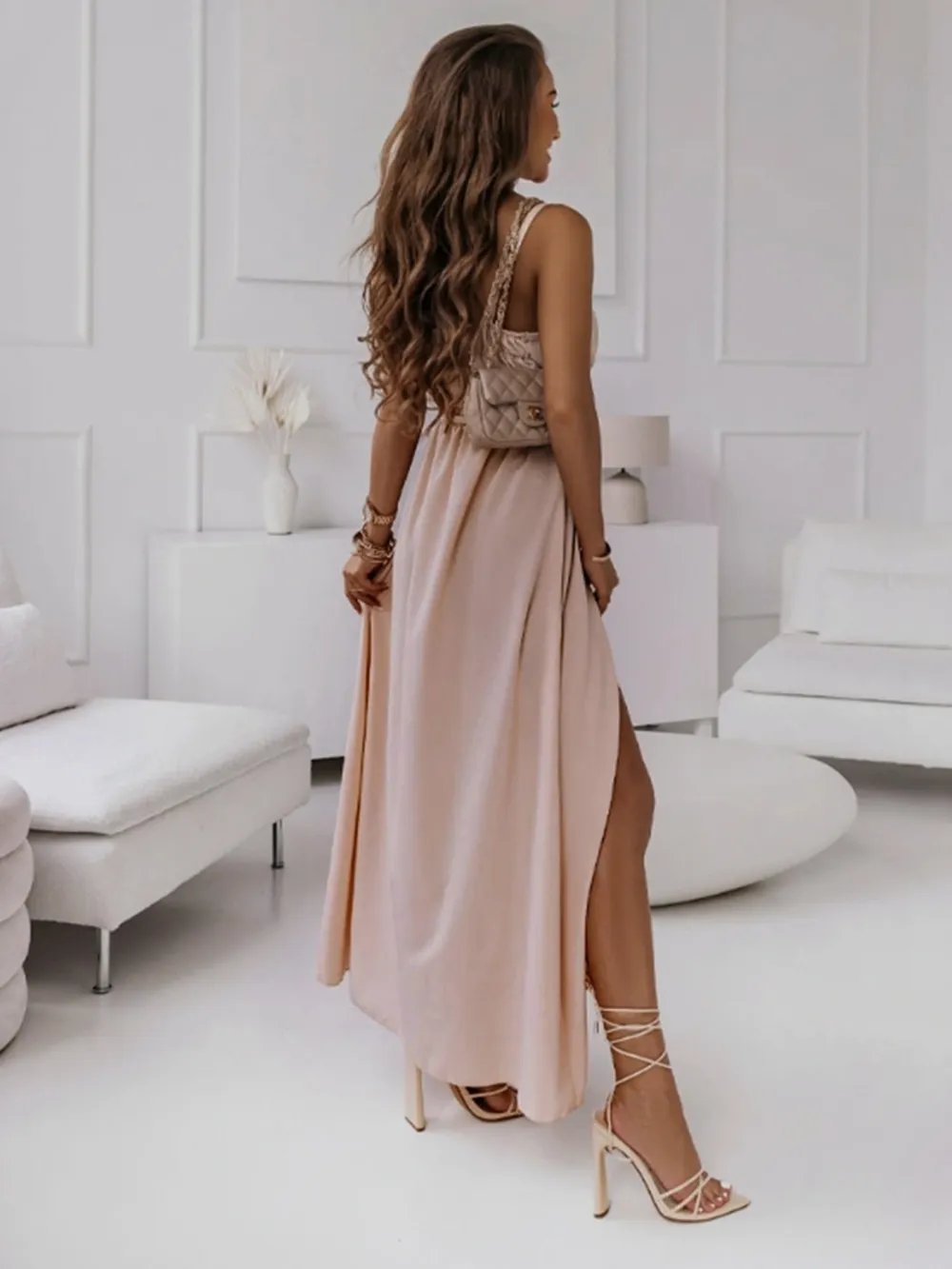 Tied Surplice Sleeveless Midi Cami Dress, image 3
